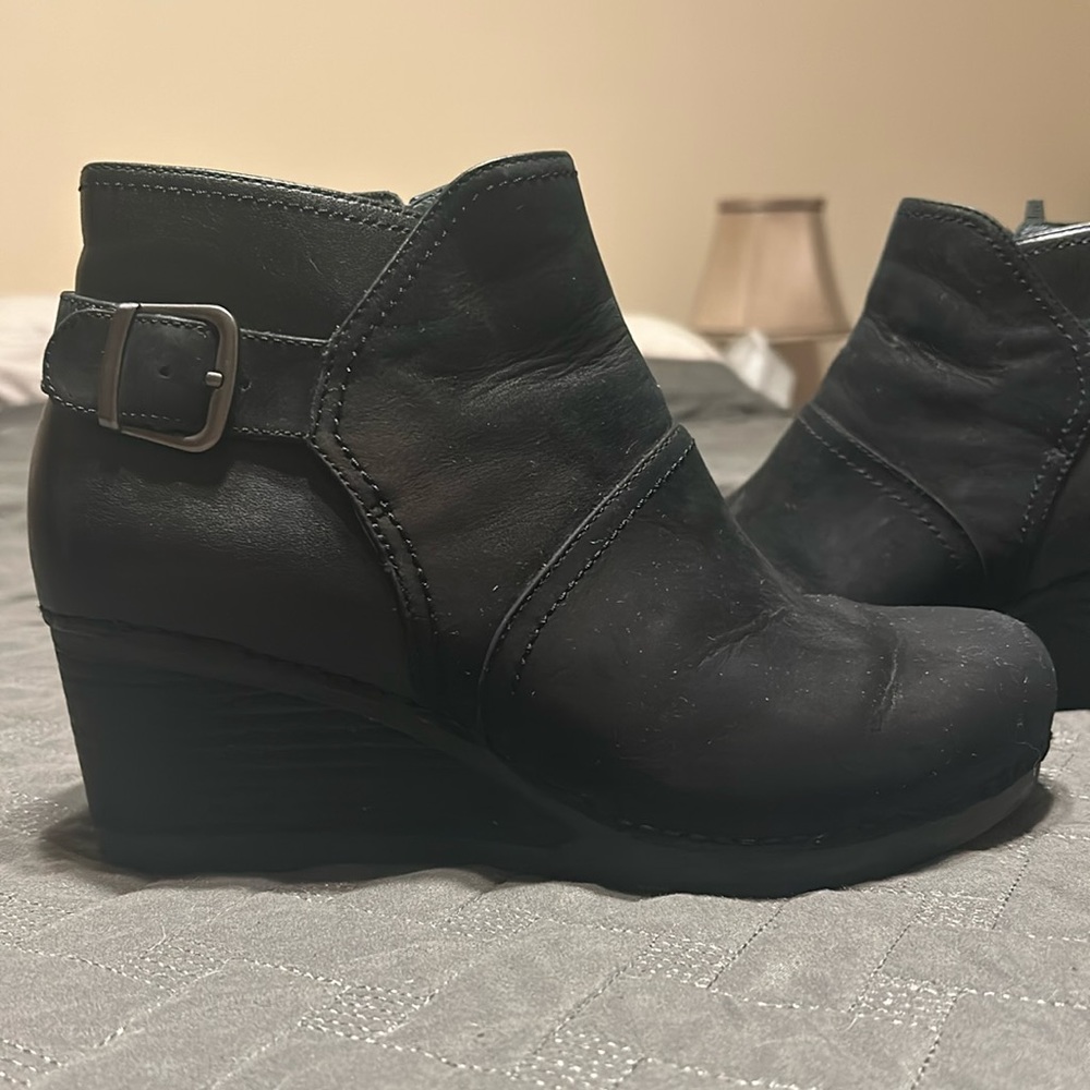 Dansko Charcoal Ankle Booties with Buckle